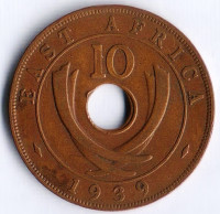 Монета 10 центов. 1939(H) год, Британская Восточная Африка.