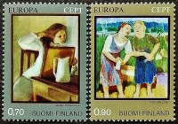 Набор марок (2 шт.). "Европа (C.E.P.T.) - Картины". 1975 год, Финляндия.