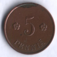 5 пенни. 1936 год, Финляндия.