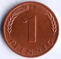 Монета 1 пфенниг. 1967(J) год, ФРГ.