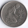 Монета 50 пфеннигов. 1971(J) год, ФРГ. 