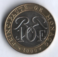Монета 10 франков. 2000 год, Монако.