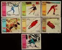 Набор почтовых марок  (7 шт.). "Зимние Олимпийские игры 1988 - Калгари". 1987 год, Камбоджа.