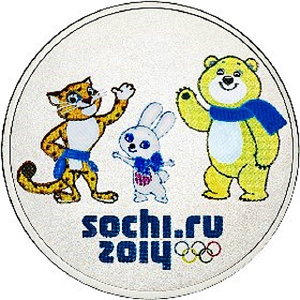 Монета 25 рублей. 2012 год, Россия. Олимпийские зимние игры, Сочи`2014. Талисманы (цветная).