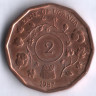 Монета 2 шиллинга. 1987 год, Уганда.