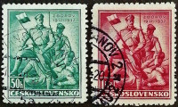 Набор почтовых марок (2 шт.). "20-летие битвы под Зборовом, Украина". 1937 год, Чехословакия.