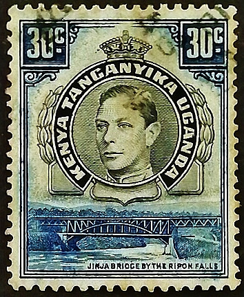 Почтовая марка (30 c.). "Король Георг VI". 1938 год, Британская Восточная Африка.