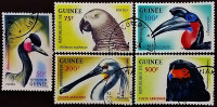 Набор почтовых марок (5 шт.). "Птицы (III)". 1962 год, Гвинея.