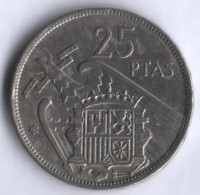 Монета 25 песет. 1957(72) год, Испания.