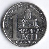 Монета 1000 гуарани. 2007 год, Парагвай.
