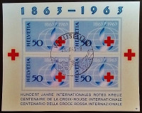 Мини-блок. "100 лет Международному Красному Кресту". 1963 год, Швейцария.