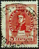 Почтовая марка. "Хосе Франсиско де Сан Мартин". 1948 год, Аргентина.