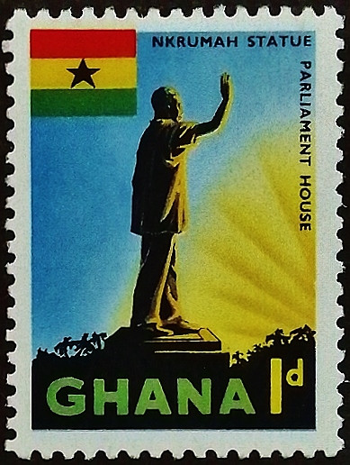 Марка почтовая (1 p.). "Памятник Нкрумы, Аккра". 1959 год, Гана.