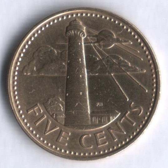 Монета 5 центов. 1986 год, Барбадос.