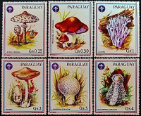 Набор марок (6 шт.). "Грибы". 1986 год, Парагвай.