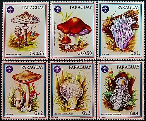 Набор марок (6 шт.). "Грибы". 1986 год, Парагвай.