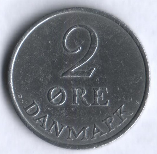 Монета 2 эре. 1971 год, Дания. C;S.