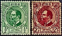 Набор почтовых марок (2 шт.). "50-летие основания Гэльской лиги". 1943 год, Ирландия.