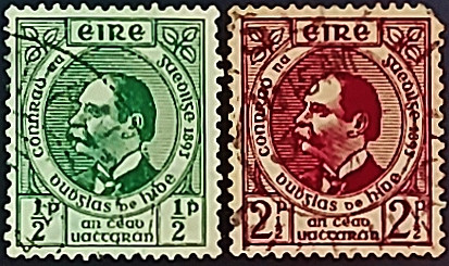 Набор почтовых марок (2 шт.). "50-летие основания Гэльской лиги". 1943 год, Ирландия. Набор почтовых марок (2 шт.). "50-летие основания Гэльской лиги". 1943 год, Ирландия.