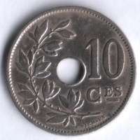 Монета 10 сантимов. 1920 год, Бельгия (Belgique).