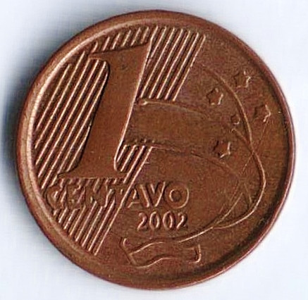 Монета 1 сентаво. 2002 год, Бразилия. Педру Алвариш Кабрал.