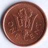 Монета 1 цент. 2009 год, Барбадос.