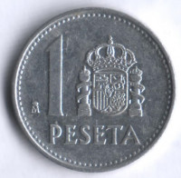 Монета 1 песета. 1987 год, Испания.