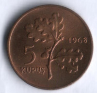 5 курушей. 1968 год, Турция.