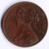 Монета 1 пенни. 1866 год, Великобритания.