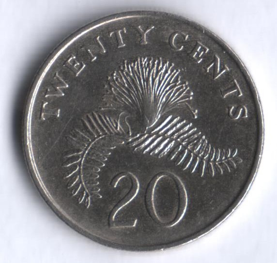 20 центов. 1996 год, Сингапур.