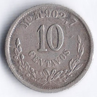 Монета 10 сентаво. 1882(MoM) год, Мексика.