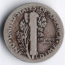 Монета 10 центов. 1916 год, США. Новый тип.