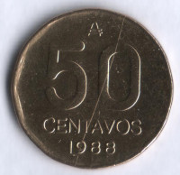 Монета 50 сентаво. 1988 год, Аргентина.