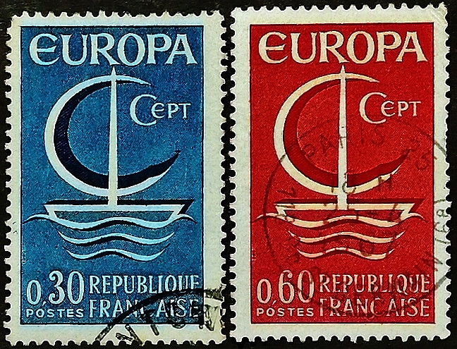 Набор почтовых марок (2 шт.). "Europa (C.E.P.T.) - Кораблик". 1966 год, Франция. Набор почтовых марок (2 шт.). "Europa (C.E.P.T.) - Кораблик". 1966 год, Франция.