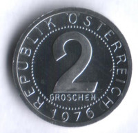 Монета 2 гроша. 1976 год, Австрия. Proof.