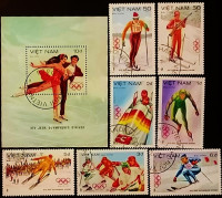 Набор почтовых марок  (7 шт.) с блоком. "Зимние Олимпийские игры 1984 года - Сараево". 1984 год, Вьетнам.