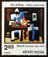 Марка почтовая. "100 лет со дня рождения Пикассо (1881-1973)". 1982 год, Индия.