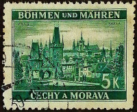 Почтовая марка (5 kr.). "Прага". 1939 год, Богемия и Моравия.