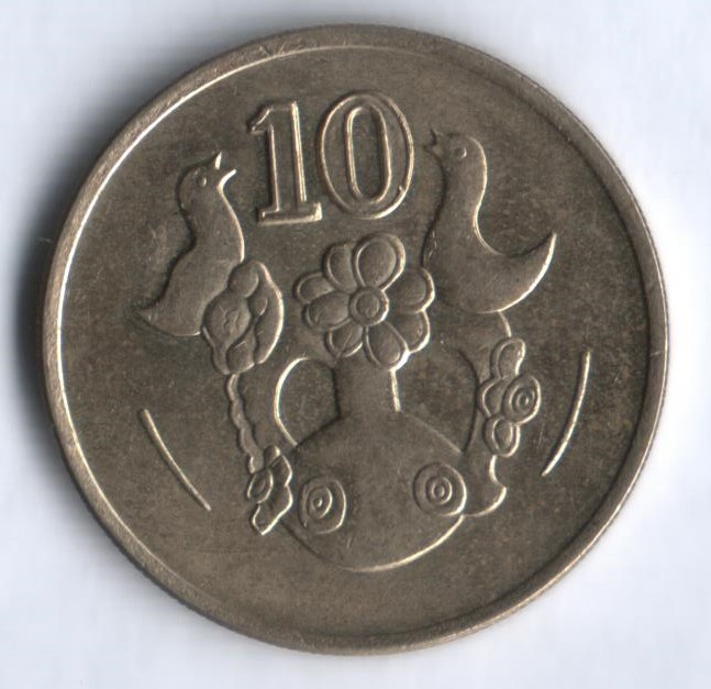 Монета 10 центов. 1992 год, Кипр.