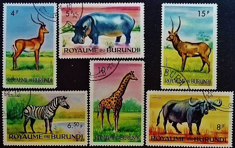 Набор почтовых марок (6 шт.). "Фауна (IIa)". 1964 год, Бурунди.