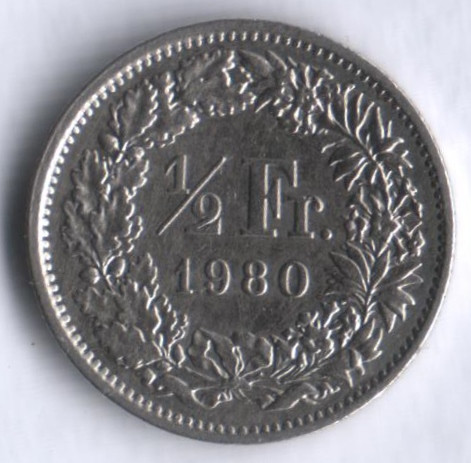 1/2 франка. 1980 год, Швейцария.