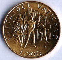 Монета 200 лир. 1989 год, Ватикан.