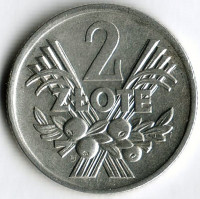 Монета 2 злотых. 1971 год, Польша.
