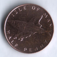 Монета 1/2 пенни. 1976 год, Остров Мэн.