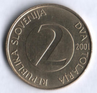 2 толара. 2001 год, Словения.