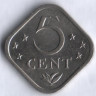 Монета 5 центов. 1978 год, Нидерландские Антильские острова.