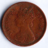Монета 1/2 пайса. 1890 год, Британская Индия.