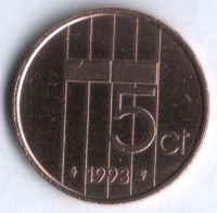 Монета 5 центов. 1993 год, Нидерланды.