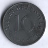 Монета 10 рейхспфеннигов. 1944 год (A), Третий Рейх.