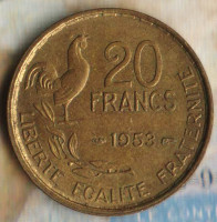 Монета 20 франков. 1953 год, Франция.
